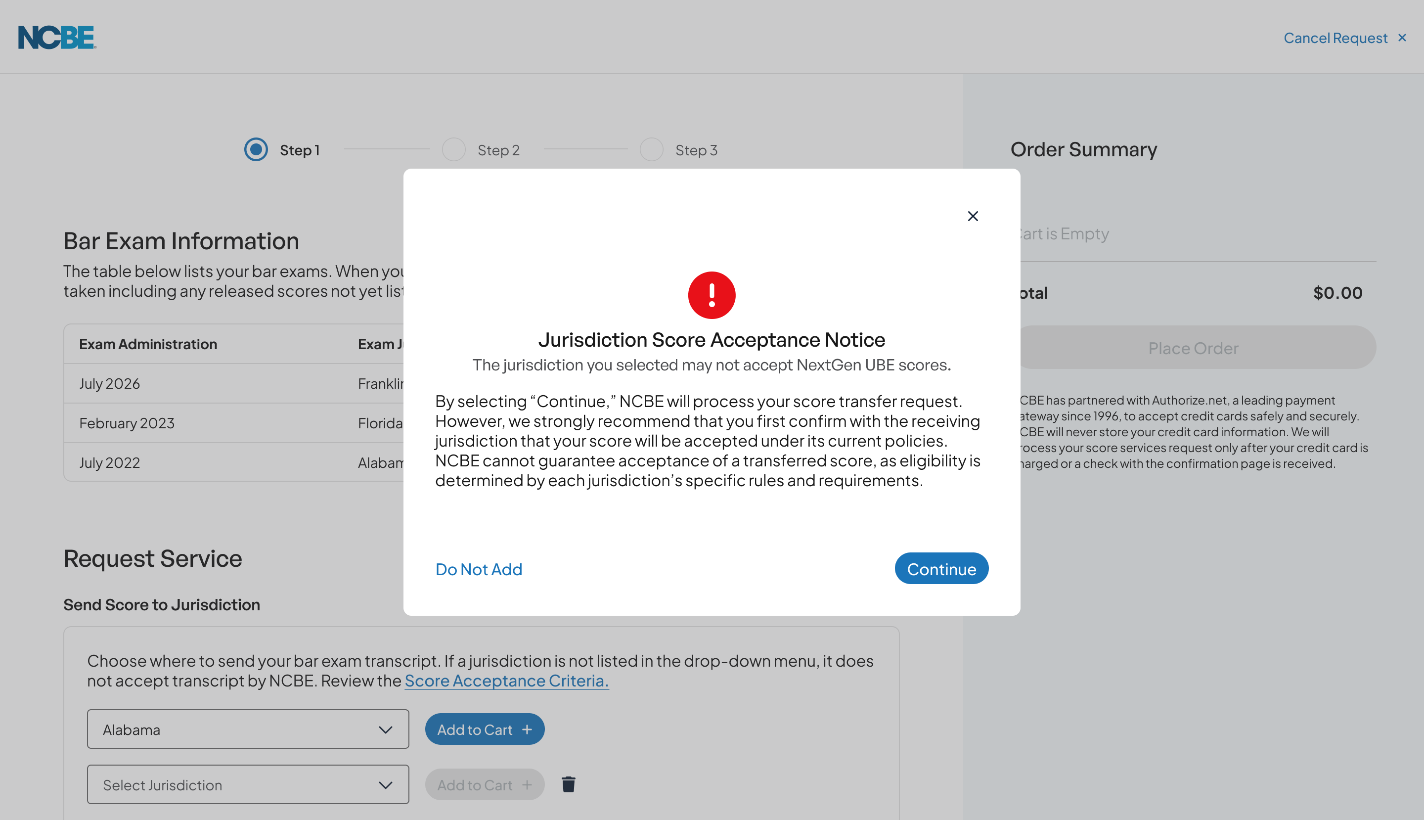 Transfered Score Acceptance Notice